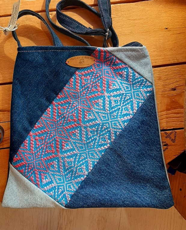 Métier d'antan: Sac tissé + jeans recyclé