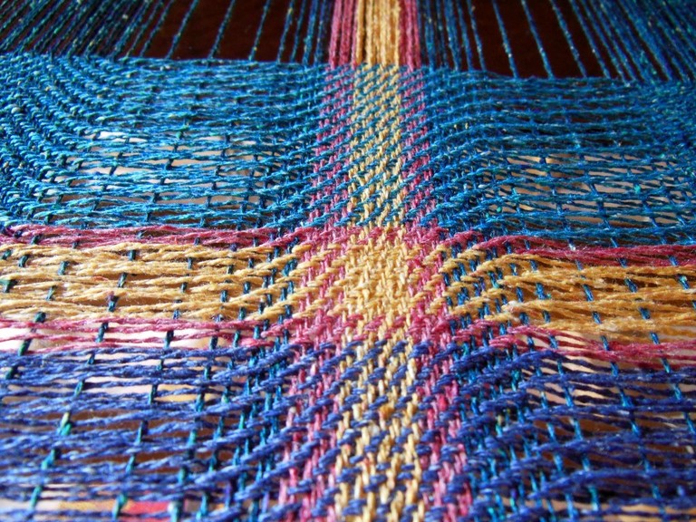 Métier d'Antan: Echarpe tissée en soie sauvage