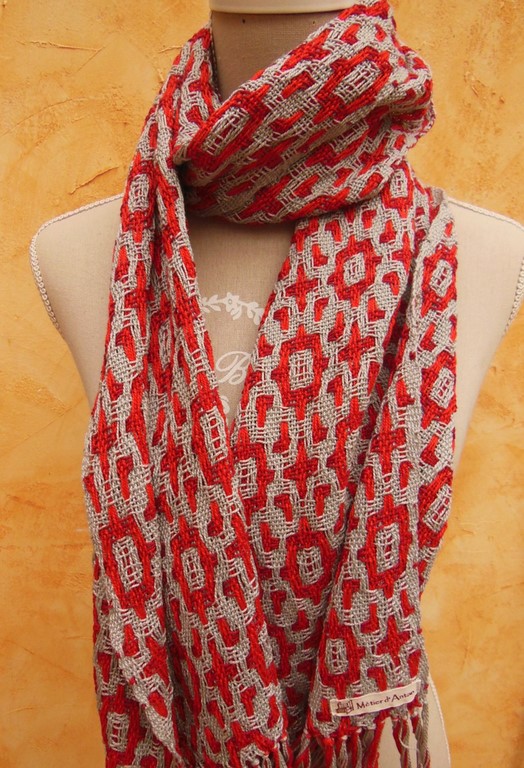 Métier d'Antan: Echarpe tissée en coton