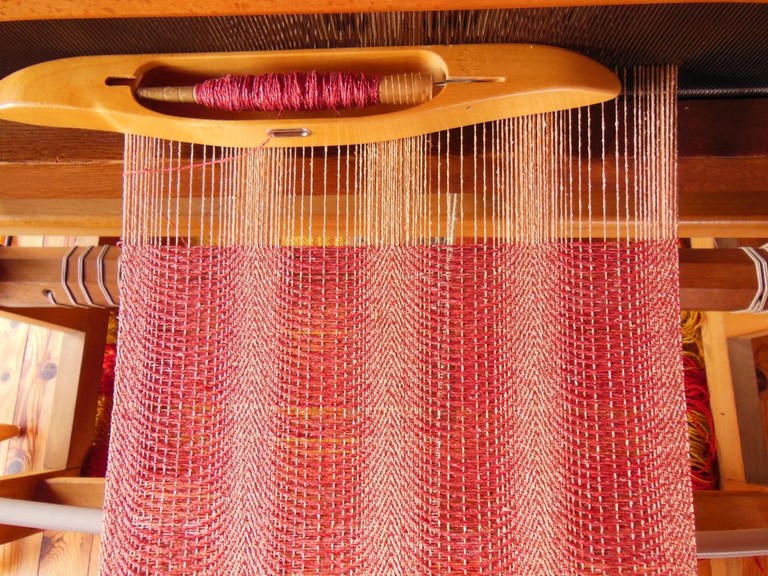 Métier d'Antan: Echarpe tissée en soie sauvage
