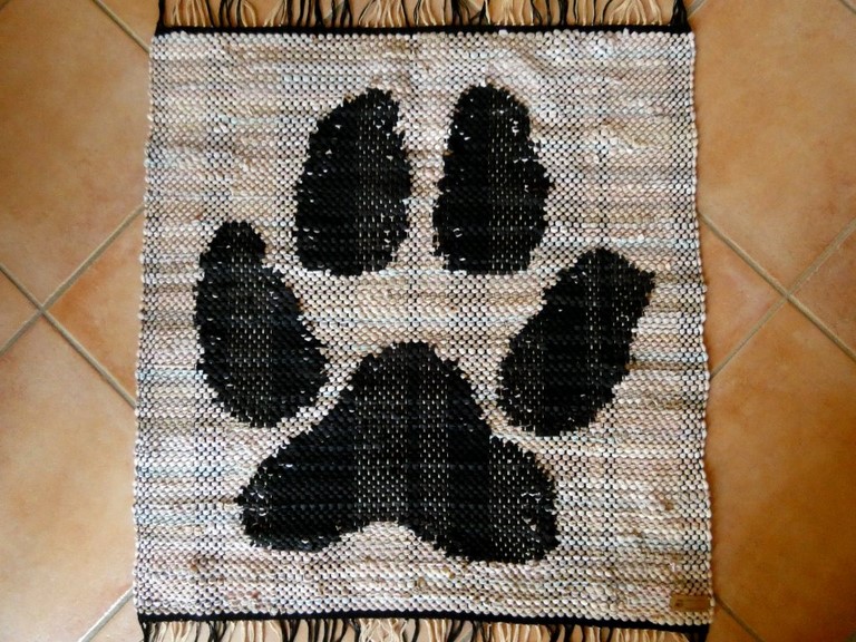 Tapis tissé en t-shirts coton tissé à la main Métier d'Antan: Tapis tissé en t-shirts coton recyclés