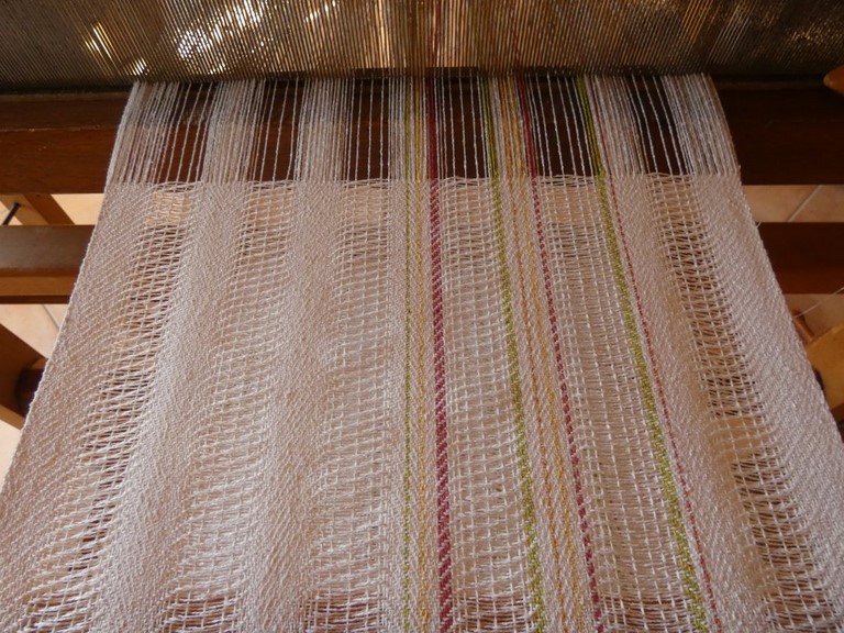 Métier d'Antan: Echarpe tissée en soie sauvage