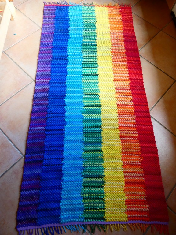 Tapis tissé en t-shirts coton tissé à la main Métier d'Antan: Tapis tissé en t-shirts coton recyclés