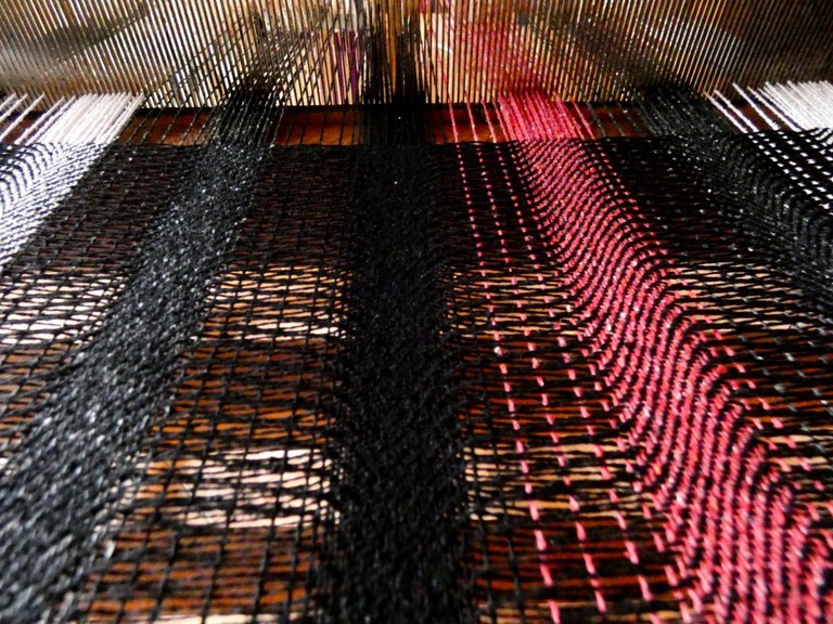 Métier d'Antan: Echarpe tissée en soie sauvage