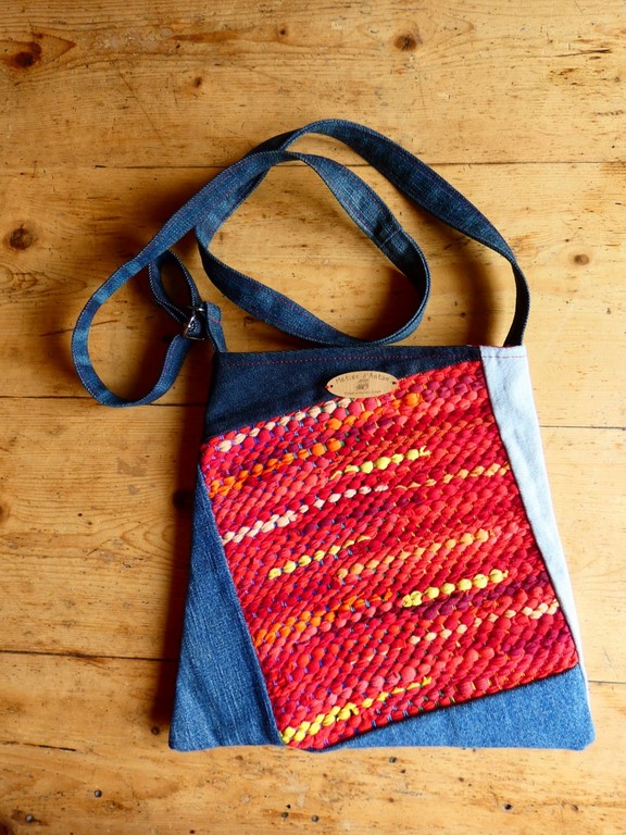 Métier d'antan: Sac tissé + jeans recyclé