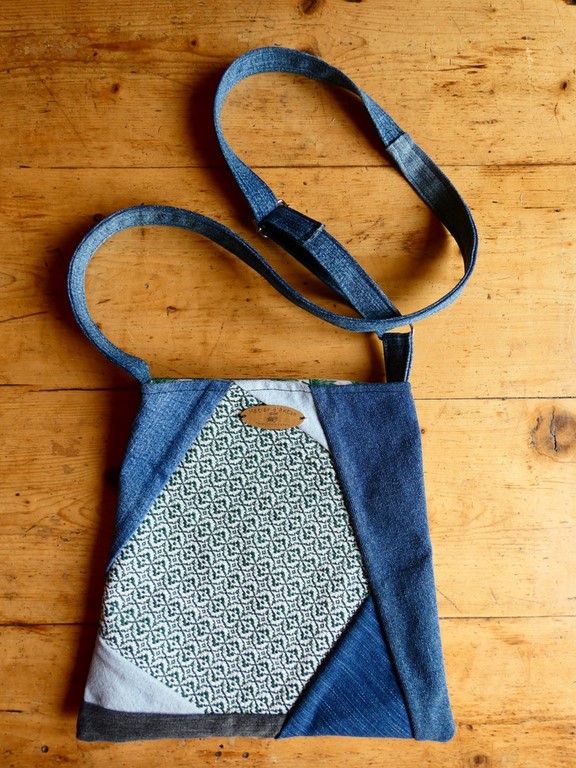 Métier d'antan: Sac tissé + jeans recyclé