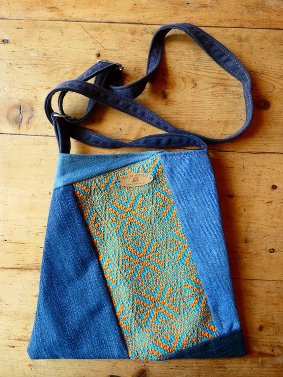 Métier d'antan: Sac tissé + jeans recyclé