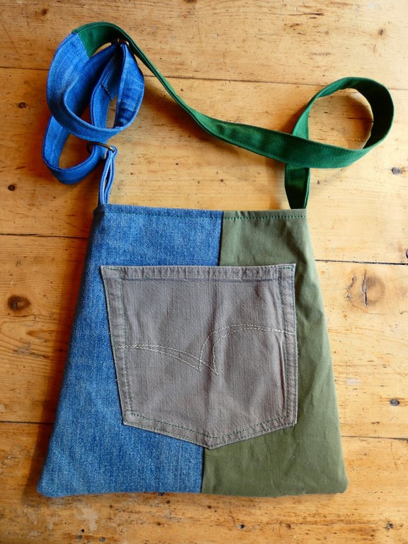 Métier d'antan: Sac tissé + jeans recyclé